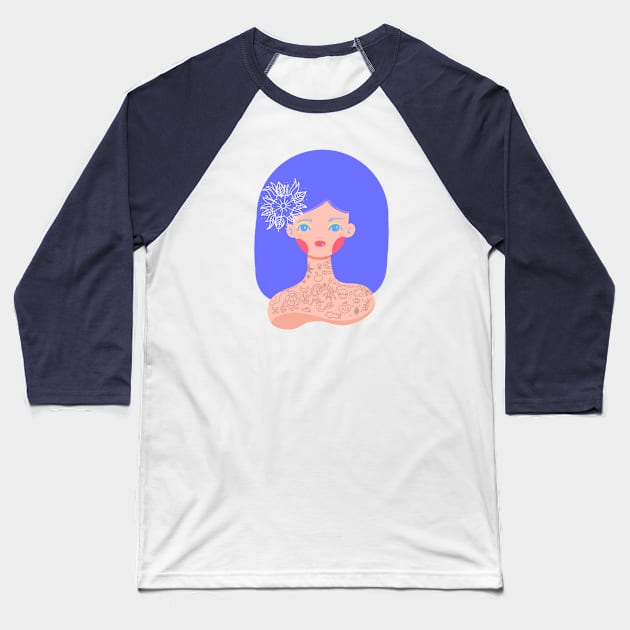 Tatto girl Baseball T-Shirt by Little Miss Arkham